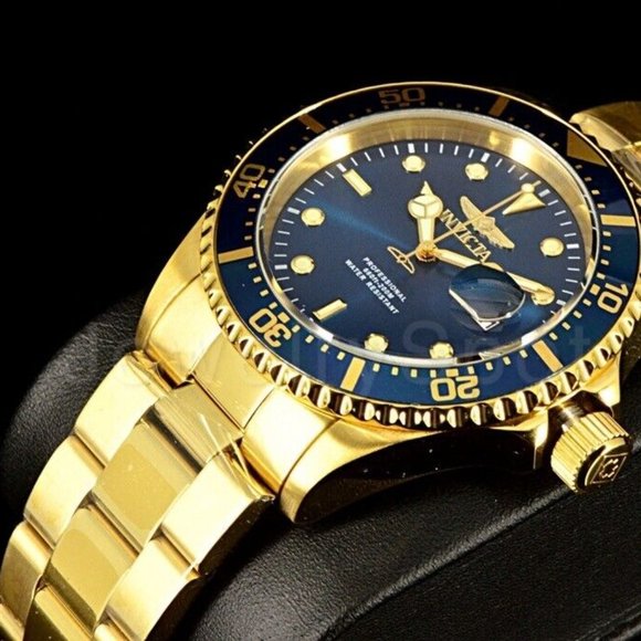 NEW Invicta Classic Pro Diver 43MM Blue Sunray Dial Gold Tone SS Bracelet Watch - Picture 9 of 10